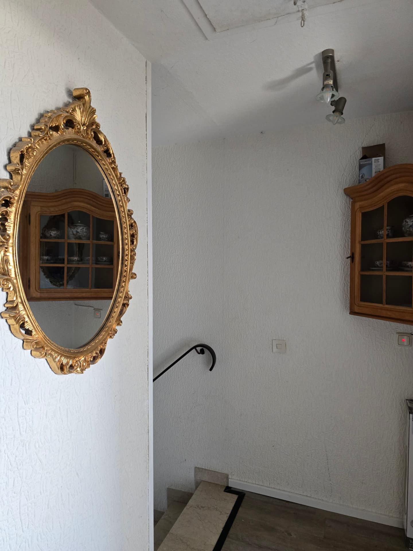 Diele mit goldenem Barockspiegel und Vitrine im See Adler